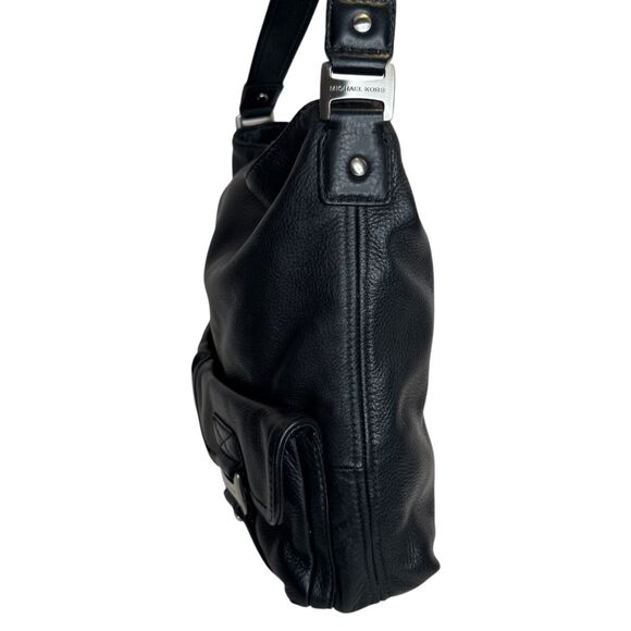 Michael Kors Black Pebbled Leather Shoulder Bag Hobo with Silver Hardware - Picture 5 of 13